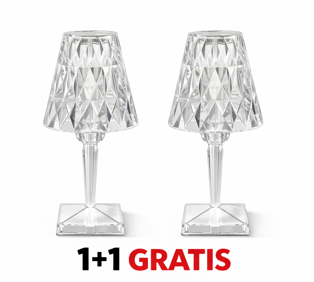 1+1 GRATIS - Lampa de masa decorativa, Crystal Deluxe Art World, culoare cristal